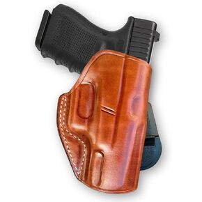 Premium Leather OWB Paddle Holster with Open Top Fits, Glockk 19/23/32 with Rail, Right Hand Draw, Brown Color #1014#