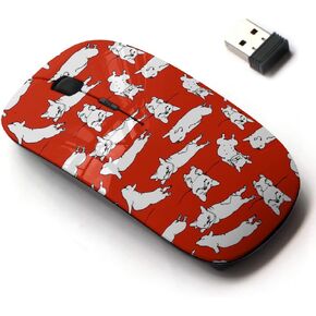 2.4G Wireless Mouse with Cute Pattern Design for All Laptops and Desktops with Nano Receiver - Dogs Group French Bulldog