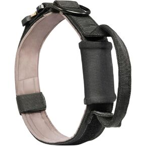Dog Collar Tactical with Airtag Universal Holder, Pet Collar with Handle and Heavy Duty Metal Buckle for Medium and Large Dogs (L)
