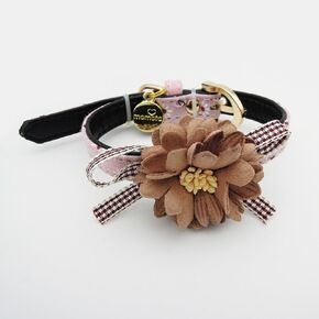Kitten Puppy Collar - Flower Bow Tie Cat Dog Necklace - Teacup Chihuahua Yorkie Clothes Holiday Costume Outfits Accessories, Adjustable Buckle (Pink, 8.7 to 11-Inch)