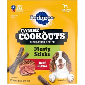 Pedigree Canine Cookout Soft Dog Treats, Beef Flavored Meaty Sticks, 18.2 oz. Bag, Pack of 4