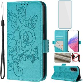 for TCL 40 XL/TCL 40 T/Lively Jitterbug Smart 4 Phone Case Wallet and Screen Protecter RFID Blocking Card Kickstand Women Cell Phone Cover for Smart4 TCL 40XL 40T T608DL Red