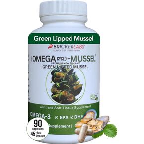 Bricker Labs Omega Cyclo - Mussel Plus Joint Health Supplement, Premium New Zealand Green Lipped Mussel Plus UC-II, Joint Supplements for Mobility and Comfort, 90 Capsules