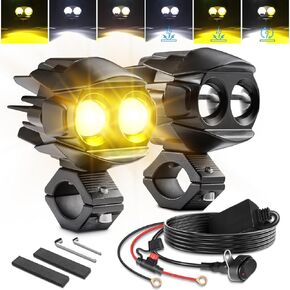 LEDUR دراجة نارية القيادة الضباب أضواء LED دراجة نارية أضواء بقعة مساعدة 90W 8000lm اللون الأبيض أضواء العمل على الطرق الوعرة قرنة، متوافق مع دراجة نارية شاحنة Je-ep SUV ATV قارب E-الدراجة جرار الخ