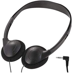 Wholesale Over-Ear Headphones - Low-Cost Stereo Headphones for Students, Classroom, Library - Black Headphones (Leatherette Earpad - 1 Pair, Black)