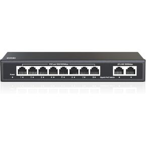 ZOSI 8 Port Gigabit PoE Switch with 2 Gigabit Uplink Port, 96W for 8 PoE+ Ports, IEEE802.3af/at, Unmanaged Ethernet Switch, Plug & Play, Sturdy Metal Casing, Desktop/Wall-Mount