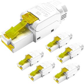 CAT6 RJ45 Connector Tool-free Unshielded CAT6 Connector Toolless for 23 to 26 AWG Network Cable (6PACK)