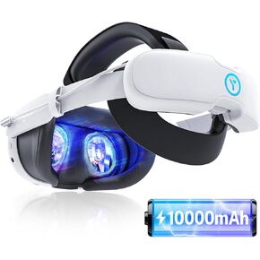 YOGES 10000mAh Battery Head Strap Compatible with Meta Quest 3, Detachable Magnetic Battery, Rechargeable Headstrap to Extend Playtime, Comfort Strap for VR Headset Compatible with Meta Quest 3