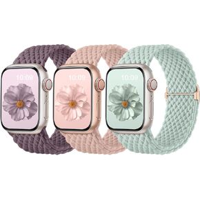 Braided Solo Loop Bands Compatible with Apple Watch for Women, Stretchy Band Compatible with Apple Watch Bands 40mm 38mm 41mm,for iWatch Band Ultra Series 9 8 7 6 5 4 3 2 1 SE
