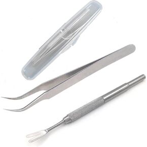 Tick Remover Tool Kit - Stainless Steel Tick Remover + Tweezers for Pets Dog Cat and Humans with Storage Box