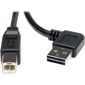 Tripp Lite Universal Reversible USB 2.0 Hi-Speed Cable (Right / Left Angle Reversible A to B M/M) 3-ft.(UR022-003-RA)