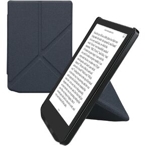 kwmobile Origami Case Compatible with Pocketbook Verse/Verse Pro/Verse Color/Vivlio Light/Light HD Case - Slim PU Leather Cover with Stand - Black
