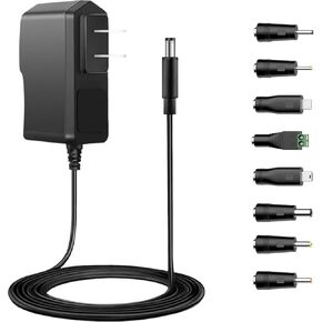 Universal 5V 2A Power Supply Adapter, DC Plug with 8 DC Tips Replacement Regulated Charger 5V 2000mA 1500mA 1000mA 500mA for Bluetooth Speaker, Digital Photo Frame, Baby Monitor, 3.2ft Power Cord