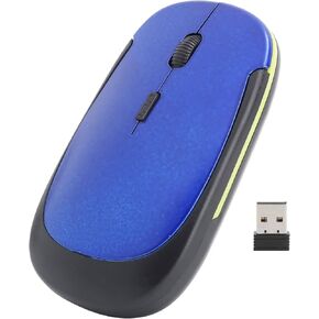 Mouse for laptops, 2.4G Optical Portable USB Mini Mouse 4‑way Scroll Wheel Moves 1600dpi Silent Computer Mice(blue)