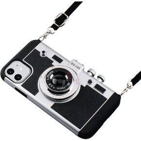 Awsaccy Emily in Paris Phone Case for iPhone 15 Pro Max 6.7 inch 2023 Camera Case Vintage Cover Cute 3D Cool Unique Design Silicone Case with Removable Neck Strap Lanyard for Girls Women Black