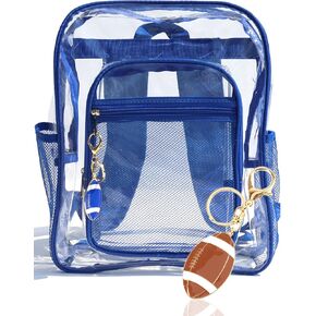 Clear Backpack Heavy Duty PVC Transparent Backpack with Keychain (RED_WHT&RED)