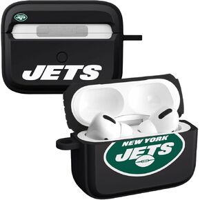 GAME TIME New York Jets Silicone HDX Case Cover Compatible with Apple AirPods Pro 1 & 2 (Classic Black)