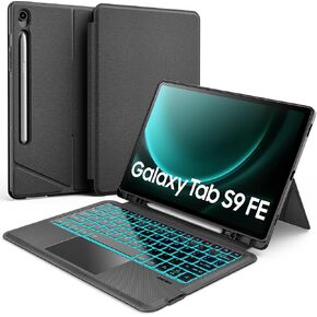 Samsung Galaxy Tab S9 FE 10.9"/S9 11 inch Case with Detachable Keyboard，7 Colors Backlit & Touchpad & S Pen Holder Keyboard Cases for Tab S9 FE/S9