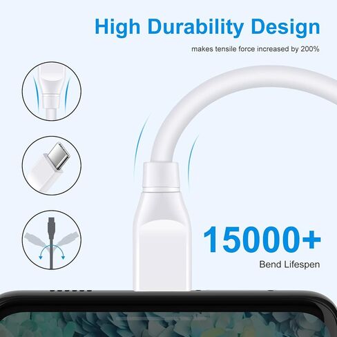 شاحن USB C Samsung سريع لجهاز Galaxy A16 A14 5G A15 A13 A53 A54 A24 A03s S24 S23 S22 Ultra S21 S20 FE، كتلة محول طاقة PD 20 واط وكابل شاحن 6 أقدام C شحن سريع لـ Google Pixel 9 8 7 6 Pro 7A in Kuwait