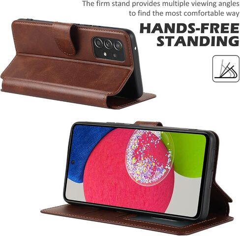 QLTYPRI Samsung Galaxy A53 5G Case Premium PU Leather Simple Wallet Case [Card Slots] [Hands-Free Kickstand] [Magnetic Closure] Shockproof Flip Cover for Galaxy A53 5G - Brown in Saudi Arabia