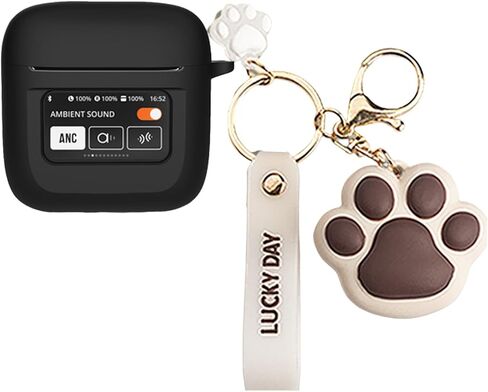 Cartoon Silicion Earphones Case Compatible with JBL Tour Pro 2 Earbuds 2023 with Keychain, Cute Wireless Bluetooth Shockproof Protector Cover Earphone Charging Box (Black A) in Saudi Arabia
