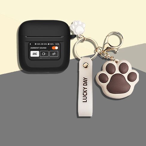 Cartoon Silicion Earphones Case Compatible with JBL Tour Pro 2 Earbuds 2023 with Keychain, Cute Wireless Bluetooth Shockproof Protector Cover Earphone Charging Box (Black A) in Saudi Arabia