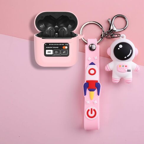 Cartoon Silicion Earphones Case Compatible with JBL Tour Pro 2 Earbuds 2023 with Keychain, Cute Wireless Bluetooth Shockproof Protector Cover Earphone Charging Box (Black A) in Saudi Arabia