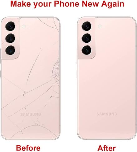 بديل الزجاج الخلفي الخلفي لهاتف Samsung Galaxy S22 Plus 6.6 بوصة مع مجموعة أدوات إصلاح ولاصق مثبت مسبقًا (ذهبي وردي) in Kuwait