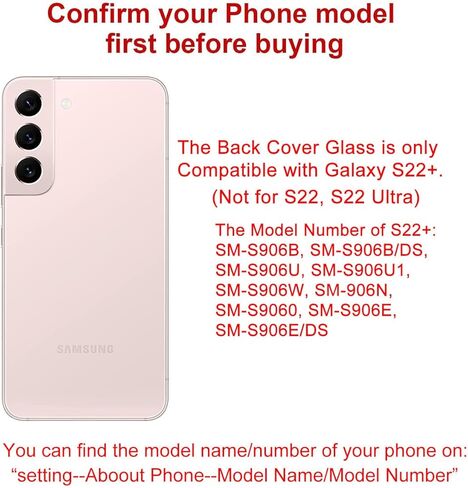 بديل الزجاج الخلفي الخلفي لهاتف Samsung Galaxy S22 Plus 6.6 بوصة مع مجموعة أدوات إصلاح ولاصق مثبت مسبقًا (ذهبي وردي) in Kuwait