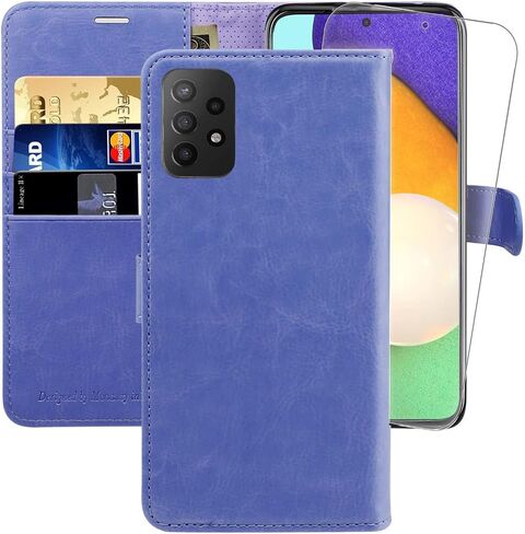 حافظة محفظة MONASAY متوافقة مع هاتف Galaxy A52/A52S 5G&4G، [واقي شاشة زجاجي متضمن] [حجب RFID] غطاء هاتف خلوي من الجلد القابل للطي مع حامل بطاقة الائتمان 6.5 بوصة، عنابي in Saudi Arabia