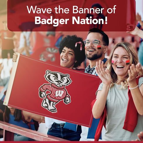 Wisconsin Badgers College Sports Printed Flag - NCAA Licensed - Super Polyester 2' x 3' School Banner (Red, White) in Saudi Arabia