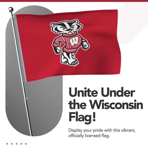Wisconsin Badgers College Sports Printed Flag - NCAA Licensed - Super Polyester 2' x 3' School Banner (Red, White) in Saudi Arabia