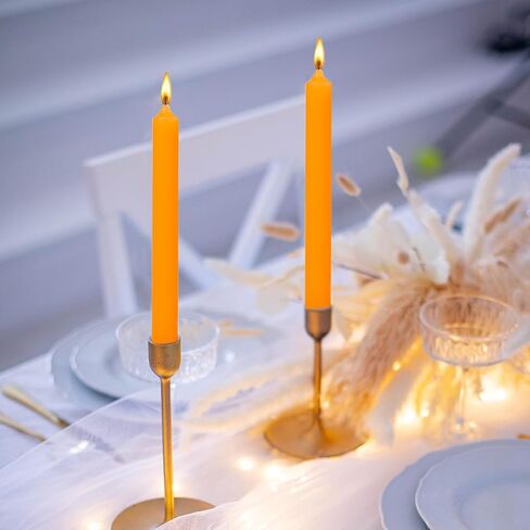 8 inch Taper Candles-Set of 4 Tapered Candle, Tall Candlesticks,Dripless and Smokeless,Home Dinner candle, Party, Wedding, Halloween, Christmas Candles (8 inch, Orange) in Saudi Arabia