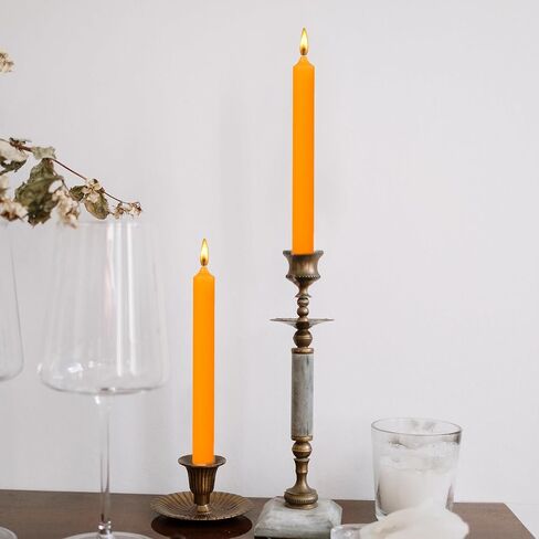 8 inch Taper Candles-Set of 4 Tapered Candle, Tall Candlesticks,Dripless and Smokeless,Home Dinner candle, Party, Wedding, Halloween, Christmas Candles (8 inch, Orange) in Saudi Arabia