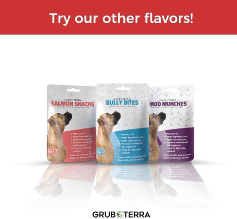 GrubTerra Premium All Natural Salmon Treat, Single Ingredient Dog Treats, Dog Food, Healthy Snacks, Ideal for Dog Training Treats, Bully Sticks for Canine Nutrition 8 oz in Saudi Arabia