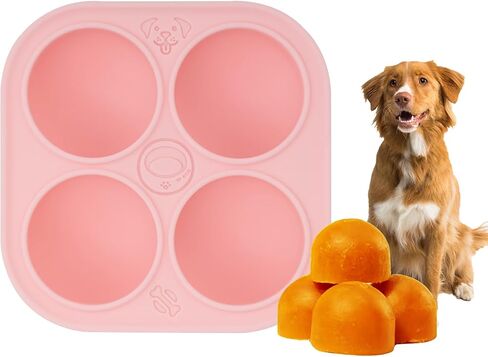 Silicone Dog Treats Molds for Woof Pupsicle Large Dog Toy, 4 Cavities Reusable Dog Treat Tray for Freezing Puppy Treat Mold for Making Dog Snack Easy to Release (Pink) in Saudi Arabia