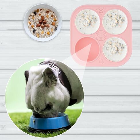 Silicone Dog Treats Molds for Woof Pupsicle Large Dog Toy, 4 Cavities Reusable Dog Treat Tray for Freezing Puppy Treat Mold for Making Dog Snack Easy to Release (Pink) in Saudi Arabia