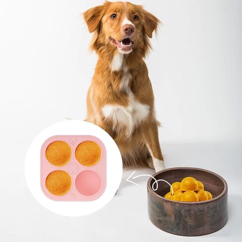 Silicone Dog Treats Molds for Woof Pupsicle Large Dog Toy, 4 Cavities Reusable Dog Treat Tray for Freezing Puppy Treat Mold for Making Dog Snack Easy to Release (Pink) in Saudi Arabia