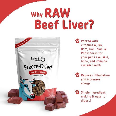 Beef Liver Treats, 4oz, Freeze-Dried Raw Training Dog & Cat Food Topper in Saudi Arabia