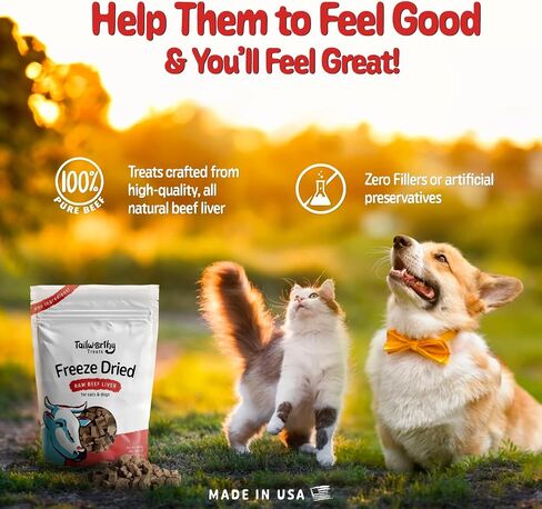 Beef Liver Treats, 4oz, Freeze-Dried Raw Training Dog & Cat Food Topper in Saudi Arabia
