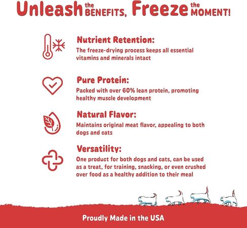 Beef Liver Treats, 4oz, Freeze-Dried Raw Training Dog & Cat Food Topper in Saudi Arabia