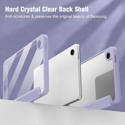 Fintie Hybrid Slim Case for Samsung Galaxy Tab A9 8.7 Inch 2023 Model (SM-X110/X115/X117), Shockproof Cover with Clear Transparent Back Shell, Lilac Purple in Saudi Arabia
