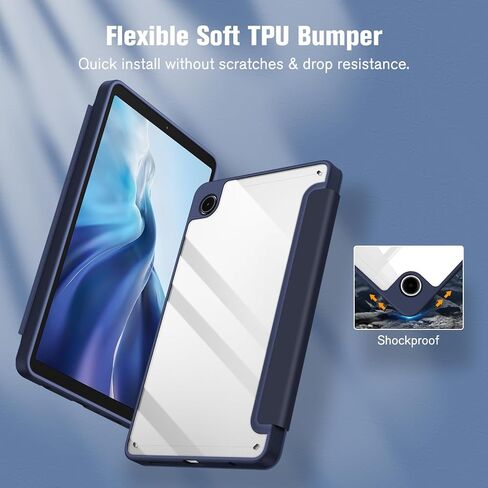 حافظة Fintie Hybrid رفيعة لجهاز سامسونج جالاكسي تاب A9 8.7 بوصة موديل 2023 (SM-X110/X115/X117)، غطاء مقاوم للصدمات مع غطاء خلفي شفاف شفاف، أرجواني أرجواني in Saudi Arabia
