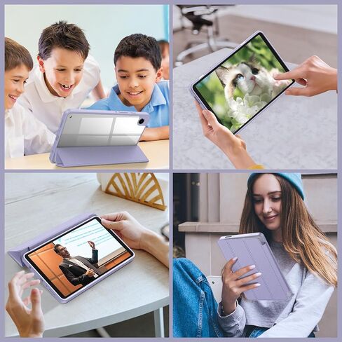Fintie Hybrid Slim Case for Samsung Galaxy Tab A9 8.7 Inch 2023 Model (SM-X110/X115/X117), Shockproof Cover with Clear Transparent Back Shell, Lilac Purple in Saudi Arabia