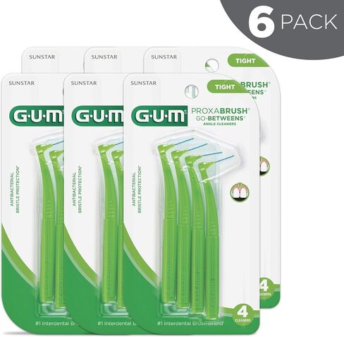 GUM Proxabrush Go-Betweens - Angled- Interdental Brushes - Soft Bristled Dental Picks for Plaque Removal Health - Safe for Braces & Dental Devices, 4ct (4pk) in Saudi Arabia