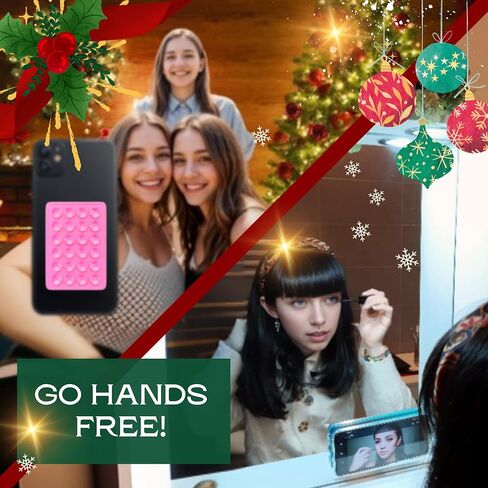 Silicone Suction Cup Phone Mount || 2 Products: 1 Sticky Phone Grip for Back of Phone + 1 Adhesive Wallet for Your Phone - Hands-Free, Durable and Strong Grip Holder for Selfies & Videos in Saudi Arabia