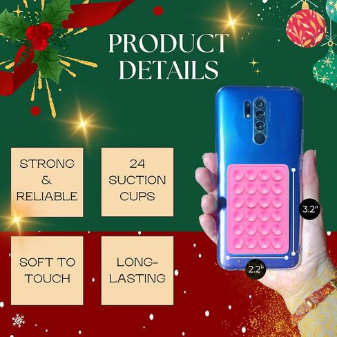 Silicone Suction Cup Phone Mount || 2 Products: 1 Sticky Phone Grip for Back of Phone + 1 Adhesive Wallet for Your Phone - Hands-Free, Durable and Strong Grip Holder for Selfies & Videos in Saudi Arabia
