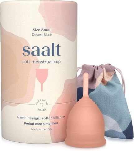 Saalt Soft Menstrual Cup - Best Sensitive Reusable Period Cup - Wear for 12 Hours - Tampon and Pad Alternative (Regular (Pack of 1), Desert Blush) in Saudi Arabia