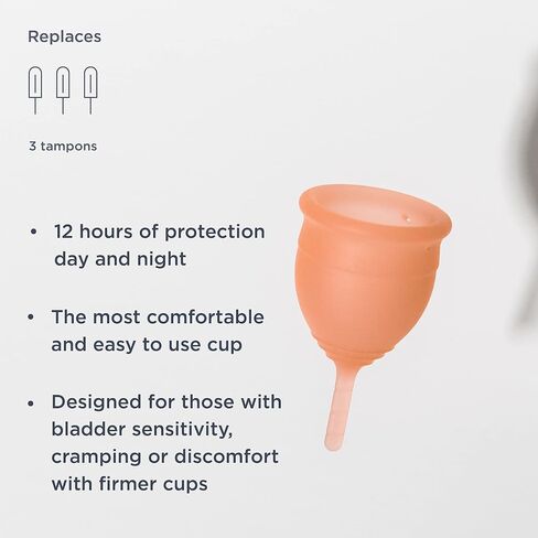 Saalt Soft Menstrual Cup - Best Sensitive Reusable Period Cup - Wear for 12 Hours - Tampon and Pad Alternative (Regular (Pack of 1), Desert Blush) in Saudi Arabia
