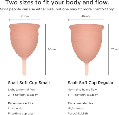 Saalt Soft Menstrual Cup - Best Sensitive Reusable Period Cup - Wear for 12 Hours - Tampon and Pad Alternative (Regular (Pack of 1), Desert Blush) in Saudi Arabia